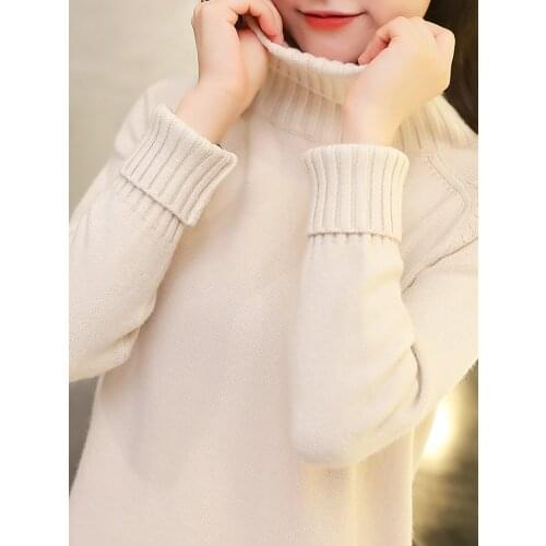2021 New Autumn Winter Women Knitted Sweaters Pullovers Turtleneck Long Sleeve Solid Color Slim Elastic Short Sweater