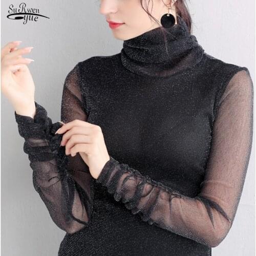 2021 Autumn Winter New Fashion Elegant Shiny Sequin Blouse Glitter Shirt Tops Tunic Women Blouses Shine Womens Blouses 16330