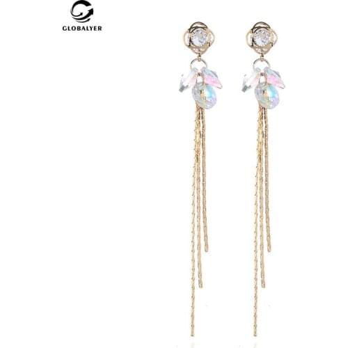 New Zircon Tassel Earrings Female Long Simple Fashionable Personality earrings Non allergic needle Earrings Free shipping 789