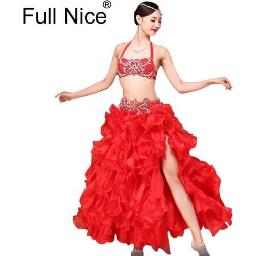 New Performance Dancewear Bellydance Clothes Professional Women Egyptian Belly Dance Bra Belt Skirt Oriental Beaded Belly Dance