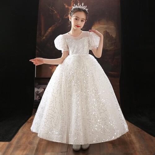 Flower Girls Sequins Dress Kids Wedding Party Princess Dresses Children Birthday Clothing Teenages Girl Prom Formal Ball Gown
