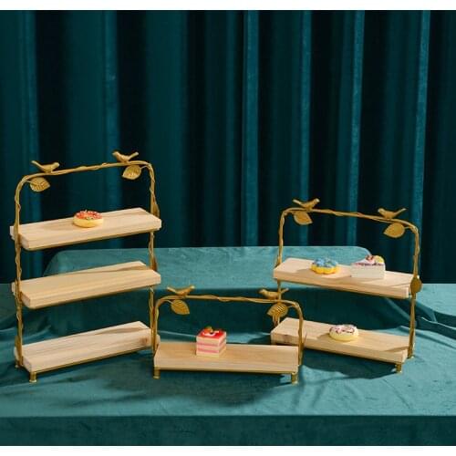 Afternoon Tea Dim Sum Snack Buffet Table Cake Rack Wooden Metal Dessert Display Stand Decorative Props Wedding Birthday Party