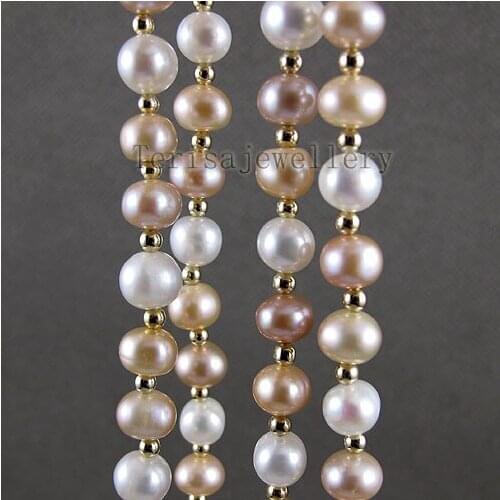 Stunning Long Pearl Necklace Natural Color Freshwater Pearl Jewelry Made With 3mm GP Beads 48'' Fashion Ladys Jewelry