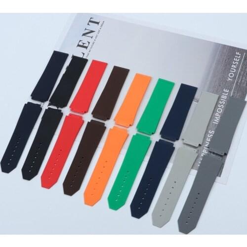 Luxury brand Silicone rubber For Hublot Strap For Big Bang Men Watchband 25*19mm Belt watch band logo Butterfly buckle