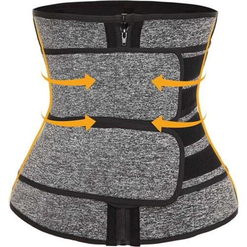 Gray Neoprene Waist Trainer Corset Unerbust Bustier Double Magic Paste Korse Zip Up Gorset Plus Size 6XL Weight Loss Korsett Hot