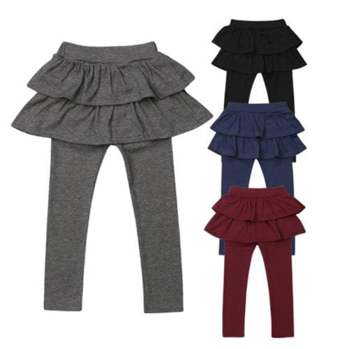 2-8Years Newborn Baby Girl Ruffle Pants Solid Leggings Infant Casual School Long Pants Clothes Toddler High Waist Cotton Pants