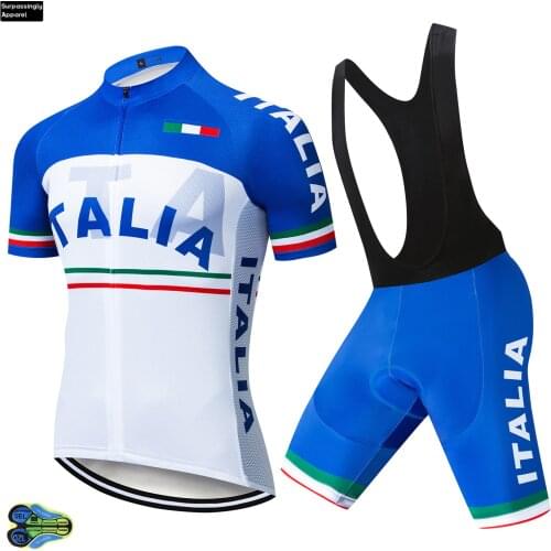 TEAM 2019 ITALIA Blue CYCLING JERSEY 16D Bike Shorts Set Ropa Ciclismo Mens Summer Quick Dry Pro Bicycle Maillot Pants Clothing