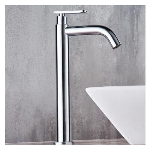 Tuqiu Basin faucet Single cold bathroom faucet basin mixer bathroom sink faucet tall chrome brass faucet for cold water