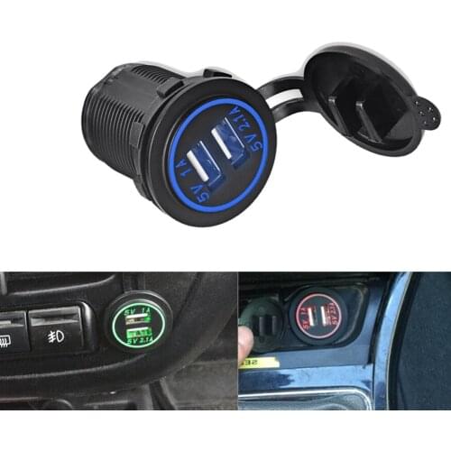 Waterproof Car Power Charger Cigarette Lighter Adapter Socket Splitter 2.1A/1A Dual USB Car Charger Power Adapter For Iphone