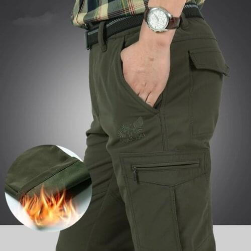 Waterproof Rip-stop Cargo Pants Men Work Trousers Thick Fleece Tactical Hunting Hiking Military Army Pants Police Training Pants