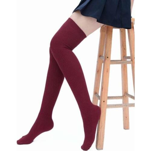 Women Stockings Casual Thigh High Over Knee Stockings Female 2020 New Female Solid Color Warm Over Knee Sockings
