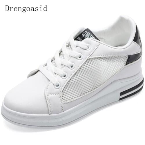 2019 The New Women Shoes Autumn White Shoes Sneakers Women Mesh Fashion Casual Shoes Women Comfortable Breathable White Flats