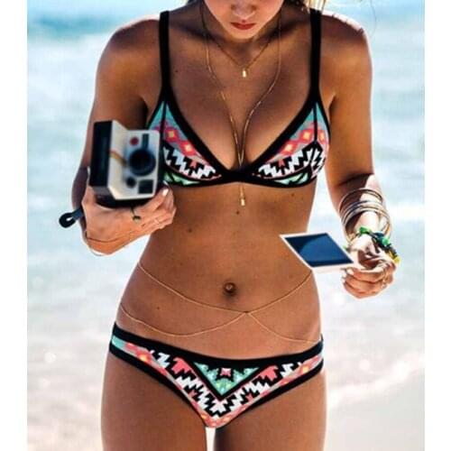 Women Sexy Triangle Womens Bikini Set Boho Bandage Swimwear Push up Padded Bra Swimsuit Bathing Costume