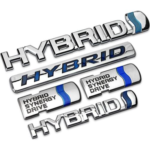1 PCS 3D ABS Chrome HYBRID Synergy Drive Refitting Emblem HYBRID Badge Trunk Logo car Stickers Car Styling