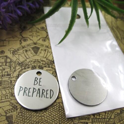 20pcs--"BE PREPARED"stainless steel charms 5 styles for choosing DIY Charms for necklace bracelets