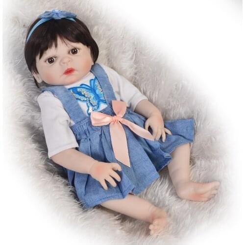 19inch 48cm Full silicone Vinyl Princess Toddler Babies Dolls clothes mold Girls Birthday Gift Present Child Play House Toy doll