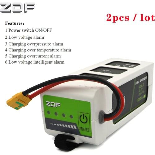 2pcs/lot ZDF plus Smart lipo Battery 16000mAh 6S 22.2V 6S1P 20C FPV With BMS For RC Drone UAV Boat plane