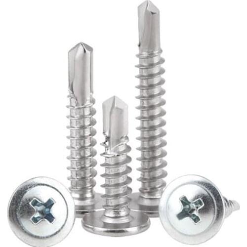 20Pcs 410 Stainless Steel/Carbon Steel Phillips Round Head Truss Head Self Drilling Self Tapping Washer Screw M4.2 M4.8