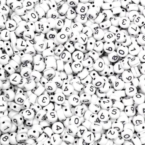 200Pcs Mixed Colorful Number Acrylic Beads 7mm For Jewellery Marking Loose Spacer Beads Bracelet Necklace Charm Jewelry Finding