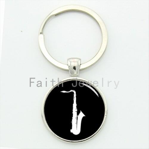 2016 fashion musical instrument jewelry saxophone silhouette key chain musician keychain special music fans lovers gift KC502