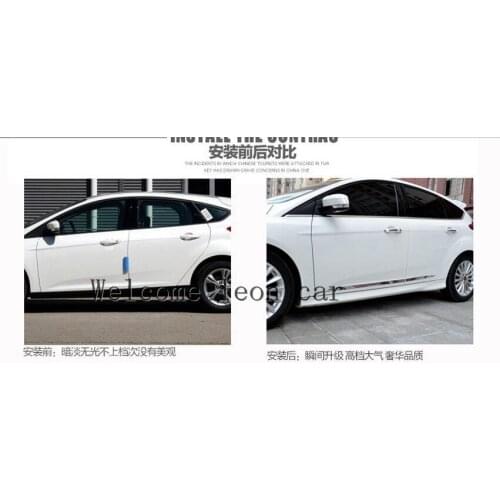 2012 2013 2014 2015 2016 2017 Fit For Ford Focus Mk3 Chrome Door Side Body Molding Line Garnish Cover Trim Strip Protector 4pcs