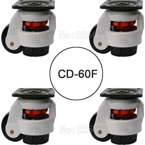 4PCS CD-60F Load Bearing 250kg/pcs Level Adjustment MC Nylon Wheel and Aluminum Pad Leveling Caster Industrial Casters JF1552