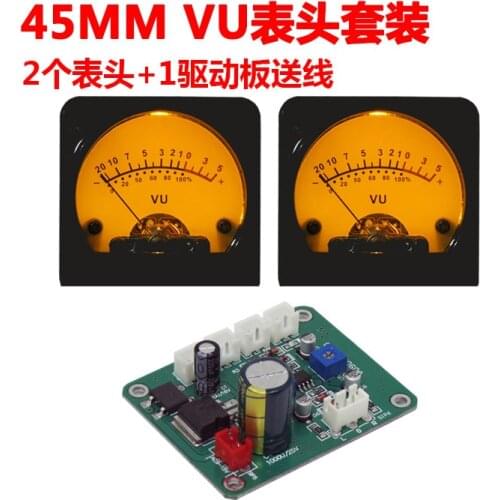 45mm Round VU Meter Set Preamp Amplifier Amplifier Audio Level Meter with Driver Board LED Yellow Backlight