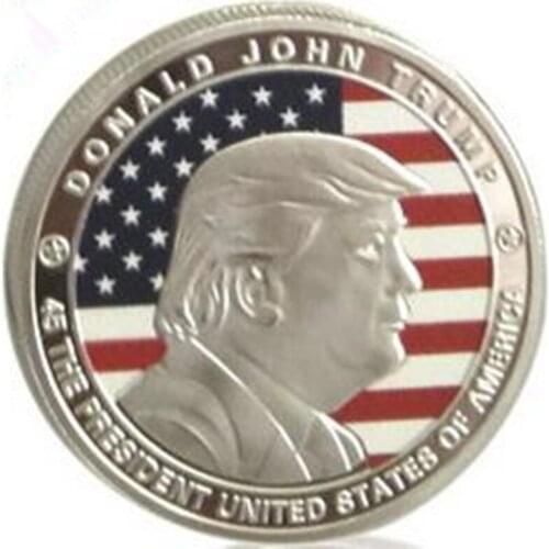 50 pcs The newest 2018 Donald Trump freedom theme coins silver plated badge 40 mm USA banner souvenir decoration coin