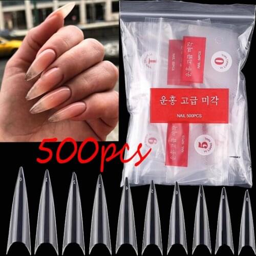 500PCS Super Long Fake Nail Long Ballerina Pointed Fake Nail Fake Nail Art Acrylic Manicure DIY Tool fake nails with designs