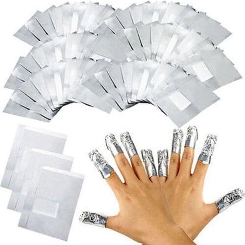 50 Aluminium Foil Nail Art Soak Off Acrylic Gel Polish Nail Wraps Remover
