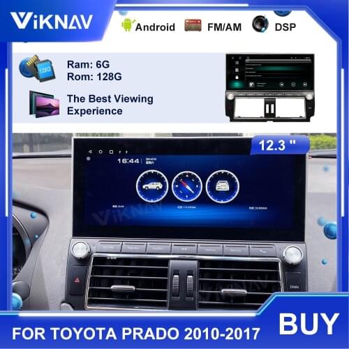 12.3 inch Android 10.0 Car Multimedia Radio for Toyota Prado 2010-2017 Video 6G+128G HD IPS Screen player tape recorder 2 din