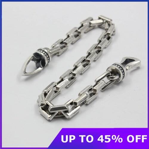 100% S925 Sterling Silver Bracelet 2021 new Fashion Thai silver bracelet punk handmade Pure Argentum Hand chain for men Jewelry
