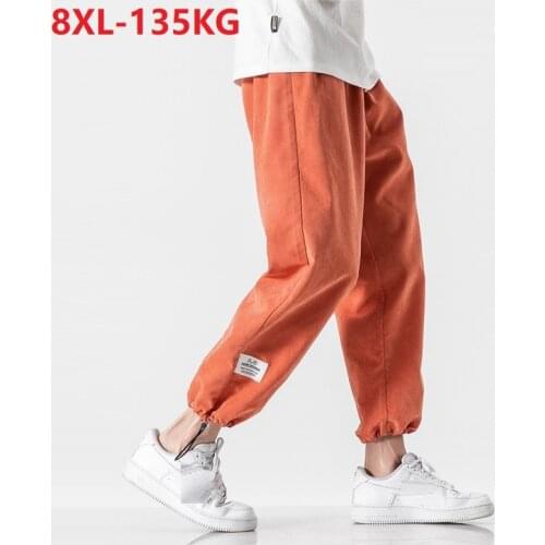 Summer autumn men big sales casual home pants loose large size 7XL 8XL oversize Harem pants man Orange khaki streetwear pants 58