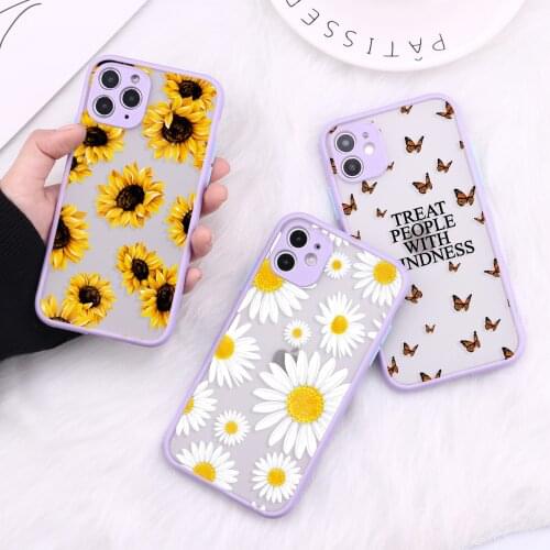 Daisy Phone Case For iPhone 12 11 Pro Max 6S Plus 7 8 Plus X Xs Max XR Phone Cover Soft side Matte Case Silicone TPU Cover Funda