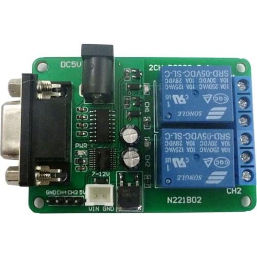 DC 5V 7.5V 9V 2Ch RS232 Relay Board Remote Control USB PC UART COM Serial Ports, N221B02