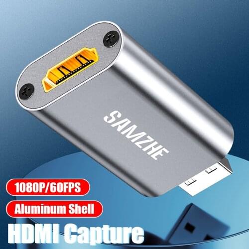 SAMZHE Video Capture HDMI-compatible Capture Card USB 3.0 2.0 60FPS for Switch Camera Live Streaming Recording PS4 DVD Recorder