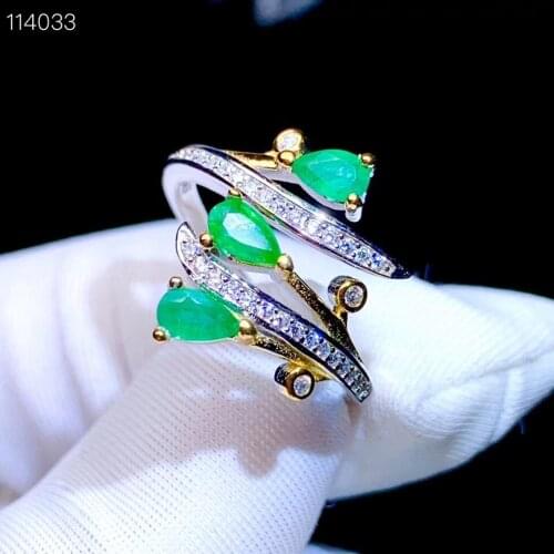 Elegant Birthday Gift Super Quality 100% Natural and Real Emerald Ring 925 sterling silver Ring For men or women