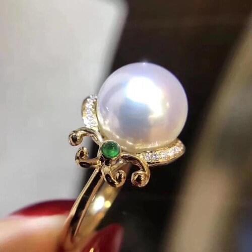 D319 Pearl Ring Fine Jewelry Natural 11-12mm Fresh Water White Pearls Rings for Women Fine Rings for Females Presents