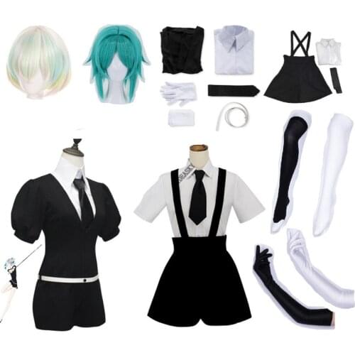 Japanese Anime land of the lustrous diamond Houseki no bort Kuni Jade Yellow Cosplay Costume Playsuit Outfits Uniforms Suits wig