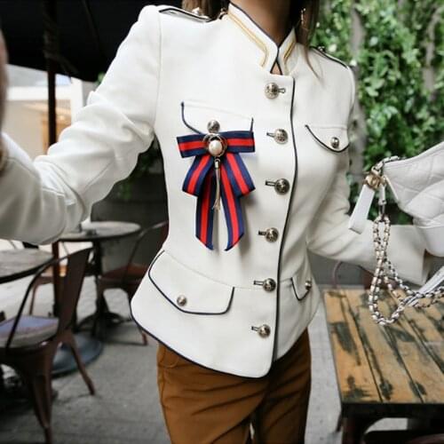 Jacket Women New Slim Fresh High Coat Women Fashion Bow Botton Comfortable Vintage Elegant Holiday Solid Cute Work Outerwear