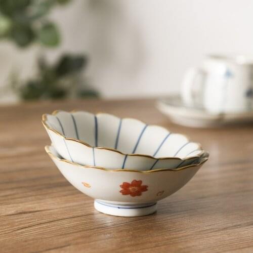 Small Cute Ceramic Bowl Flower Shaped Dessert Bowls Handmade Fruit Ice Cream Dishes Eco Friendly Japanese Tableware