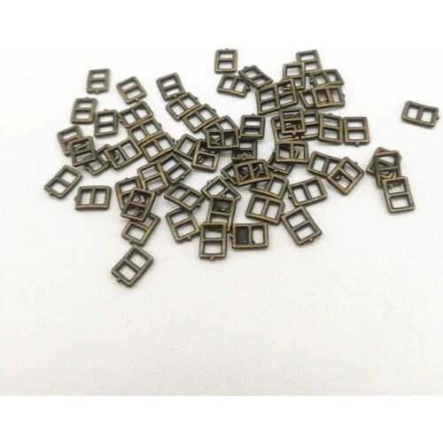 50pcs 3mm Mini Metal Tiny Buckles Sewing DIY Patchwork Rectangle Mini Doll Slider Accessories Silver Gold Brass