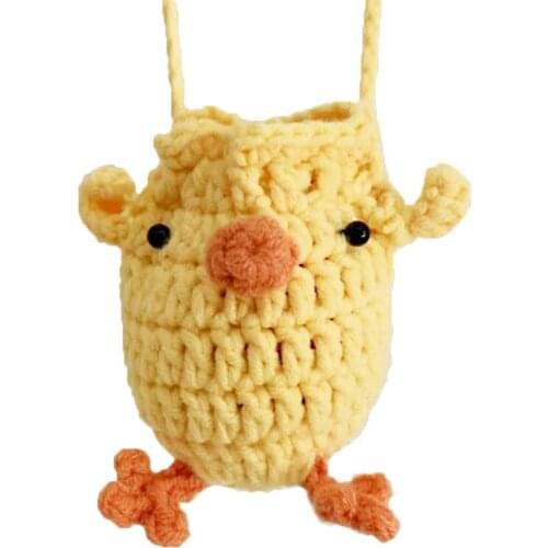 Woollen yarn Egg pocket mini cartoon cute hand woven coin purse childrens candy Halter messenger bag