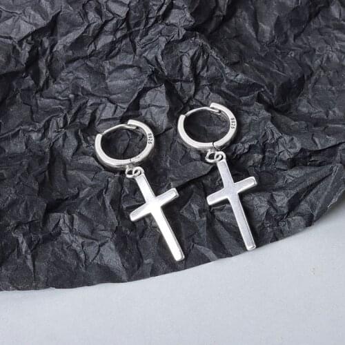 925 Sterling Silver Cross Drop Earrings for Women Fashion Party Accessories Jewelry eh1056