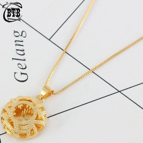 Muslim Fashion Round Gold Ladies Charm Pendant Necklace High-end Jewelry Unisex Necklace Wedding Party Holiday Gift Wholesale