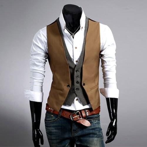 Mens Vest 2020 Fashion Mens Suit Vests Mens New Arrival Fitted Leisure Waistcoat Casual Business Vests Men Gentleman Suit Tops