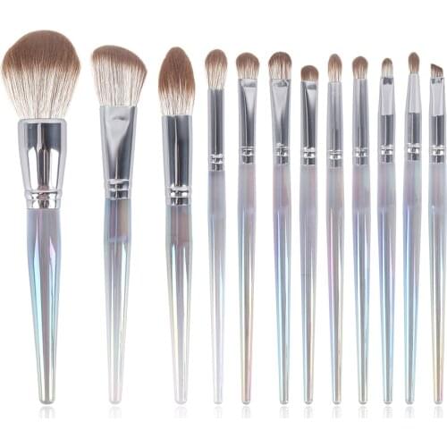 JIELI maquiagem Makeup Brushes Set 12pcs/lot Plastic Plating Handle Make up Synthetic Hair Powder Brush Cosmetics Beauty Tools