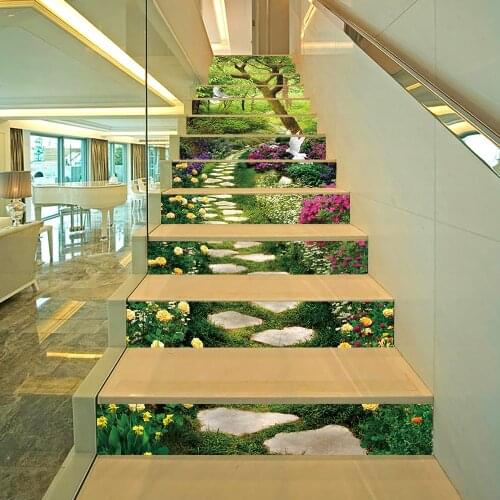 18cmX100cmX13pcs Stairway Decal Stickers for Stair Decoration Forest Path Peel & Stick Renovatie Vinyl Staircase DIY Home Decor