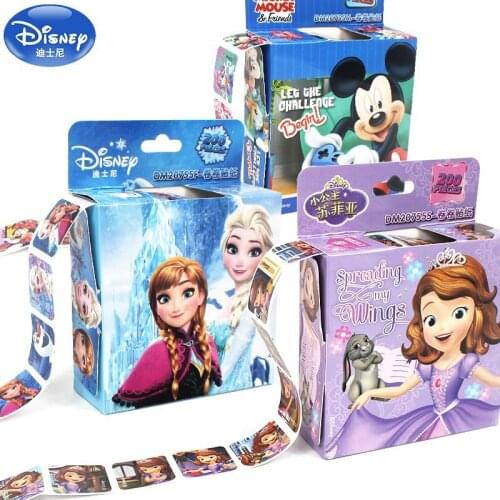 Disney cartoon sticker kindergarten children girl princess creative roll sticker baby reward birthday gift halloween stickers