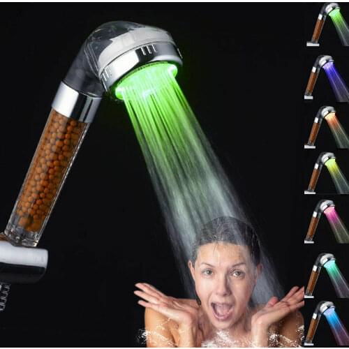 Color Changes Led Shower Head High Pressure Water Saving Sensor Hand Negative Ion Filter Shower Head Nozzle